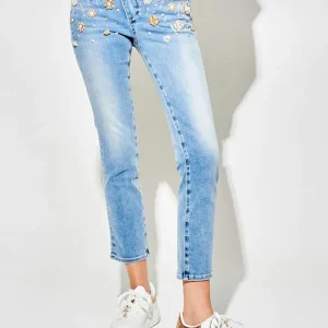 Pantalón Vaquero MET con Strass Azul Mujer