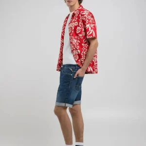 Pantalón Vaquero Corto Replay Tapered Fit Azul Hombre