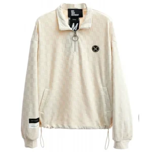 Sudadera MWM Checked con Logo Beige Unisex