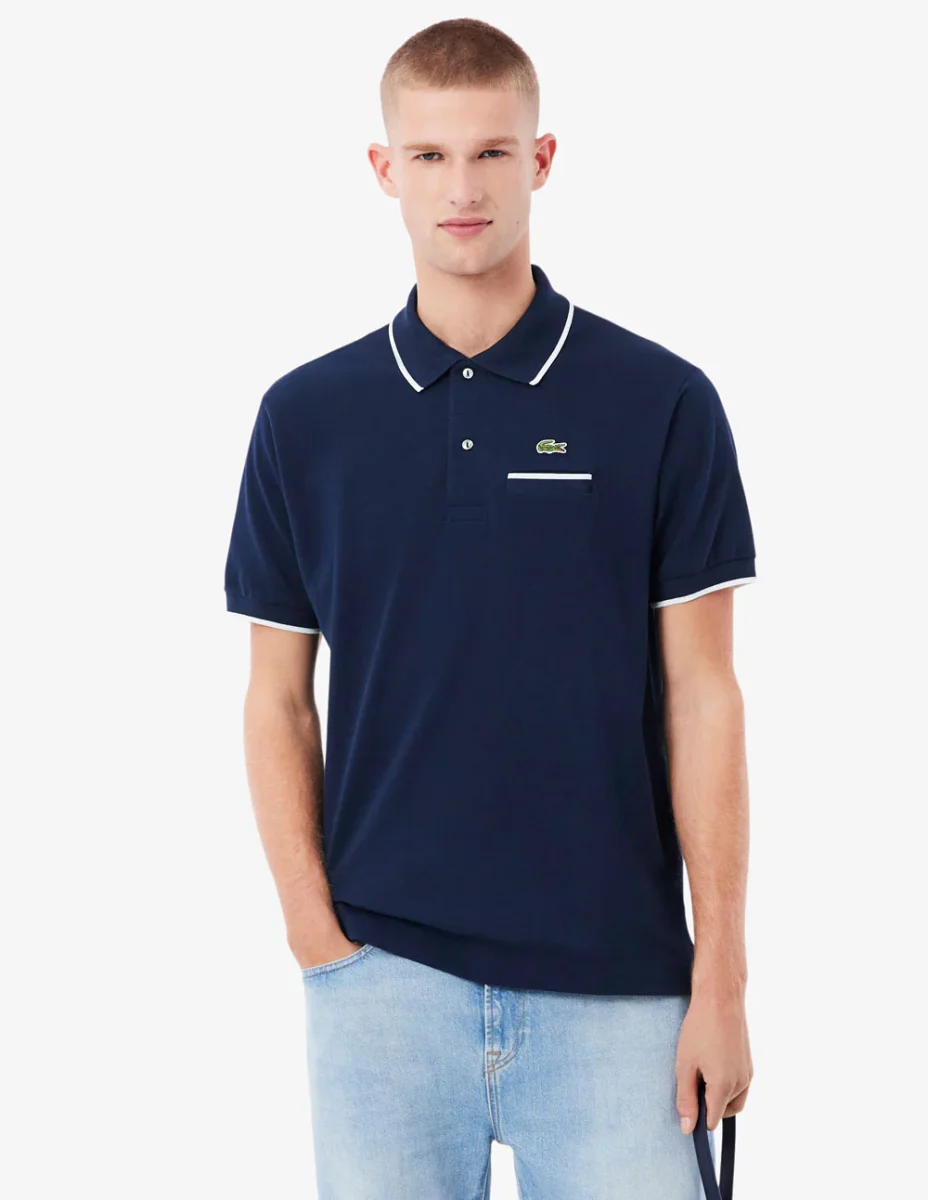 Polo Lacoste L.12.12 con Logo Azul Marino Hombre - Imagen 4