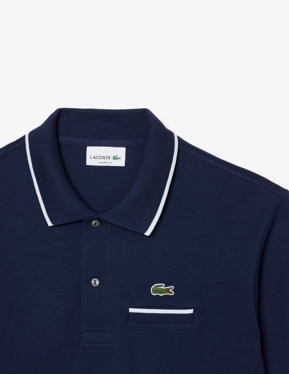 Polo Lacoste L.12.12 con Logo Azul Marino Hombre - Imagen 3
