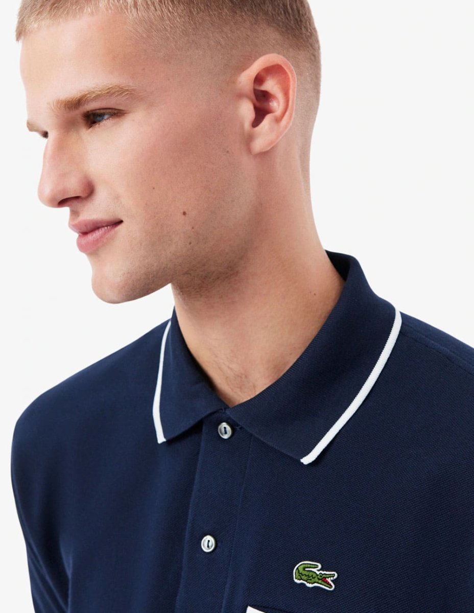 Polo Lacoste L.12.12 con Logo Azul Marino Hombre - Imagen 5