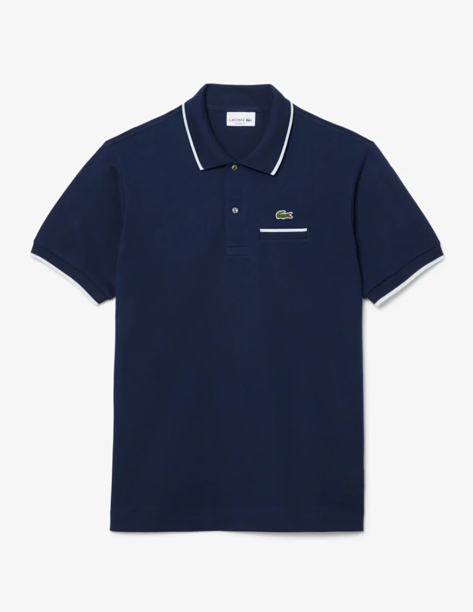 Polo Lacoste L.12.12 con Logo Azul Marino Hombre