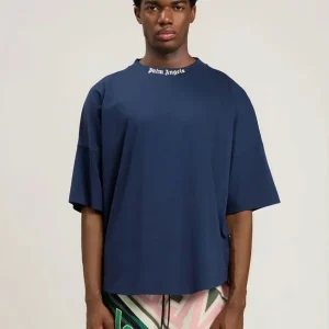 Camiseta Palm Angels Classic Logo Over Azul Hombre