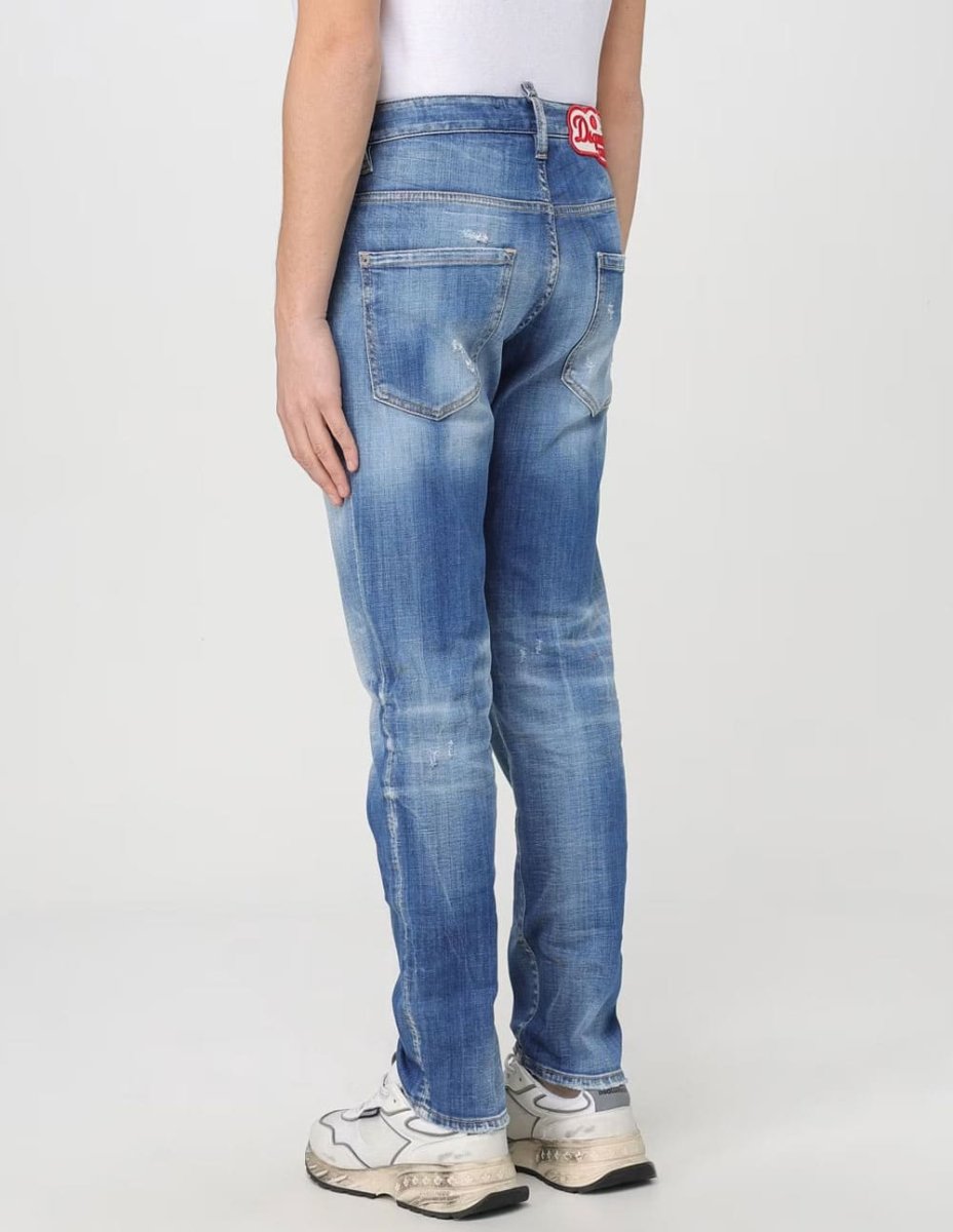 Pantalón Vaquero Dsquared2 con Logo Azul Hombre - Imagen 3