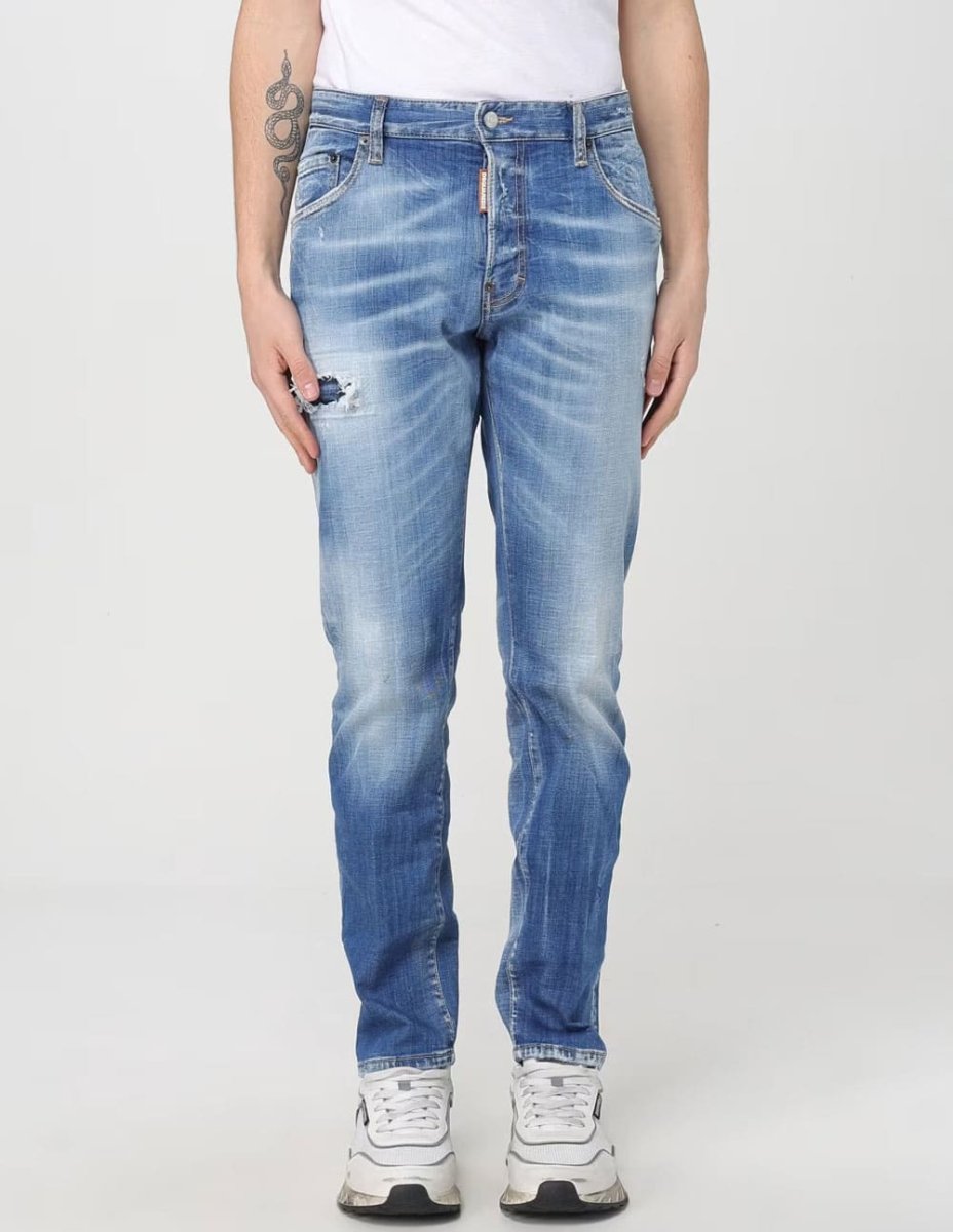 Pantalón Vaquero Dsquared2 con Logo Azul Hombre - Imagen 2