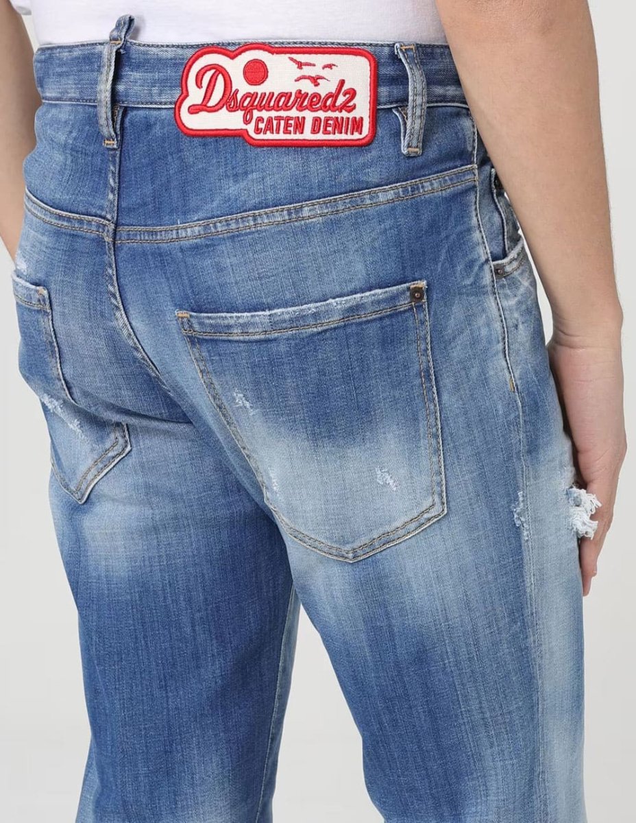 Pantalón Vaquero Dsquared2 con Logo Azul Hombre - Imagen 4