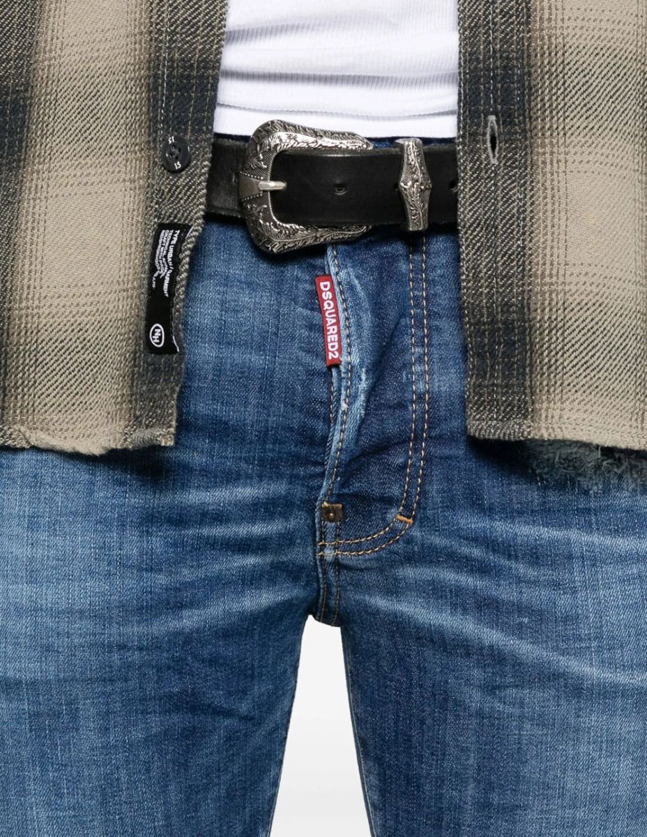 Pantalón Vaquero Dsquared2 con Logo Azul Hombre - Imagen 3