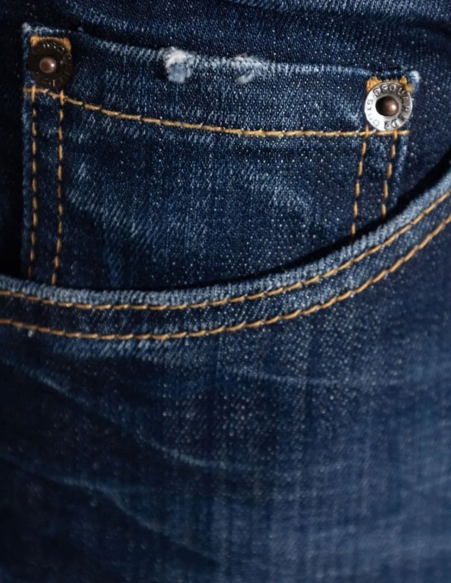 Pantalón Vaquero Dsquared2 con Logo Azul Hombre - Imagen 7