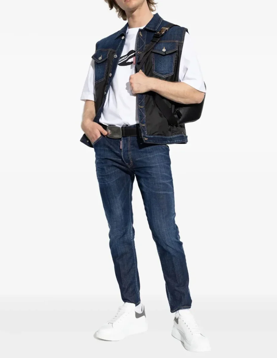 Pantalón Vaquero Dsquared2 con Logo Azul Hombre - Imagen 4