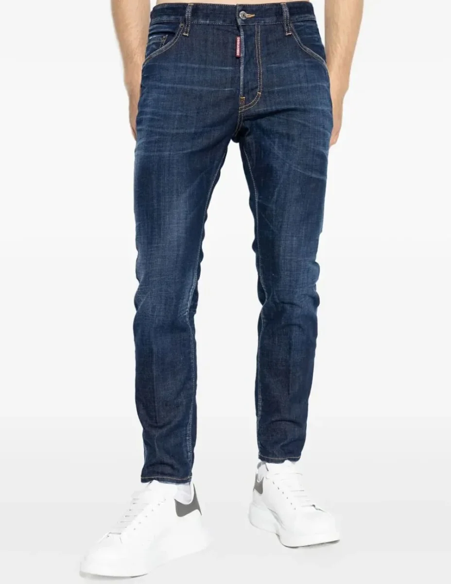 Pantalón Vaquero Dsquared2 con Logo Azul Hombre
