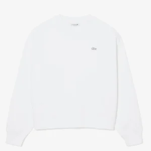 Sudadera Lacoste con Logo Oversized Blanca Mujer