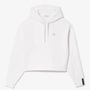 Sudadera con Capucha Lacoste Corta con Logo Blanca Mujer