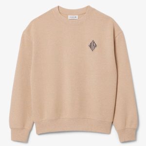 Sudadera Lacoste con Logo Beige Mujer
