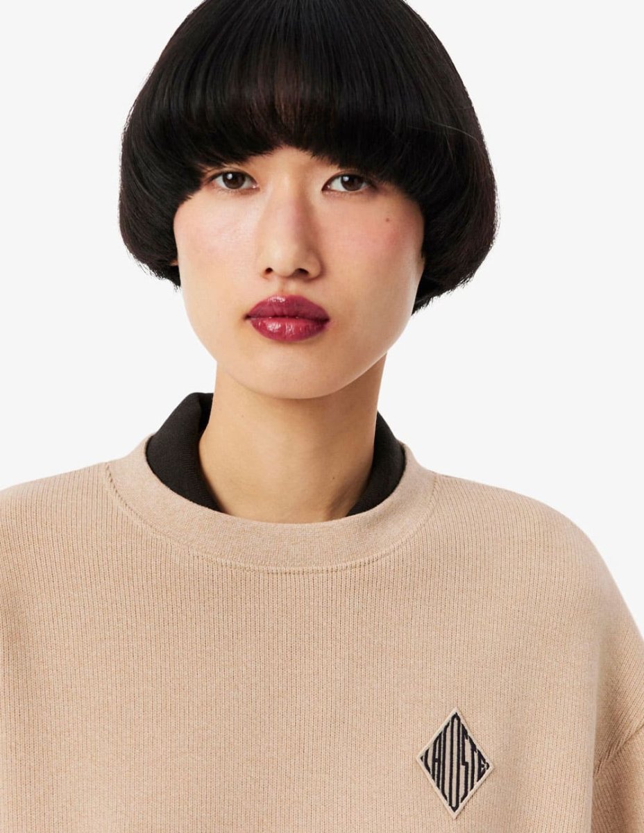 Sudadera Lacoste con Logo Beige Mujer - Imagen 6