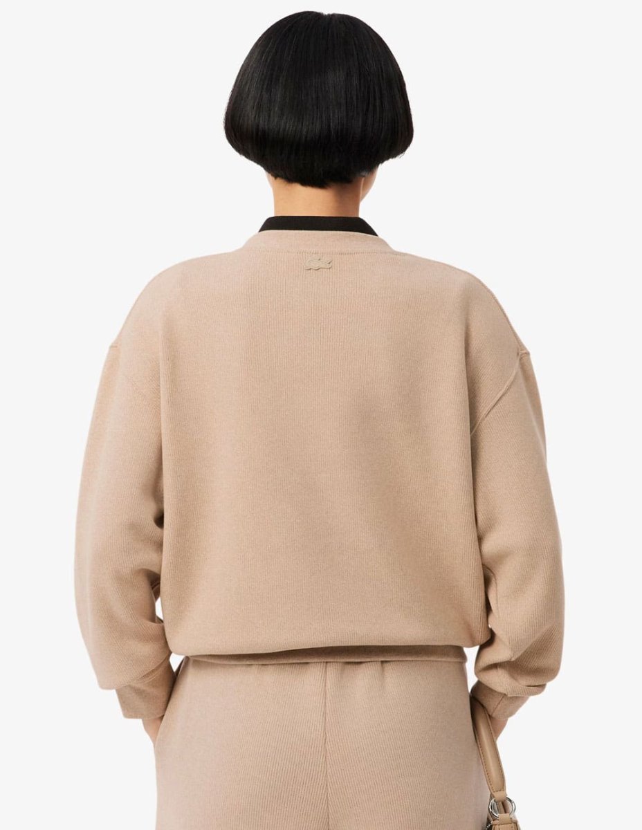 Sudadera Lacoste con Logo Beige Mujer - Imagen 7