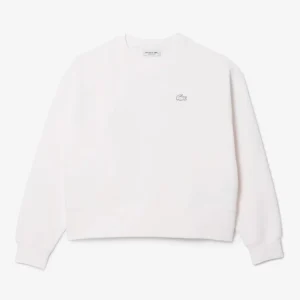 Sudadera Lacoste con Logo Oversized Blanca Mujer