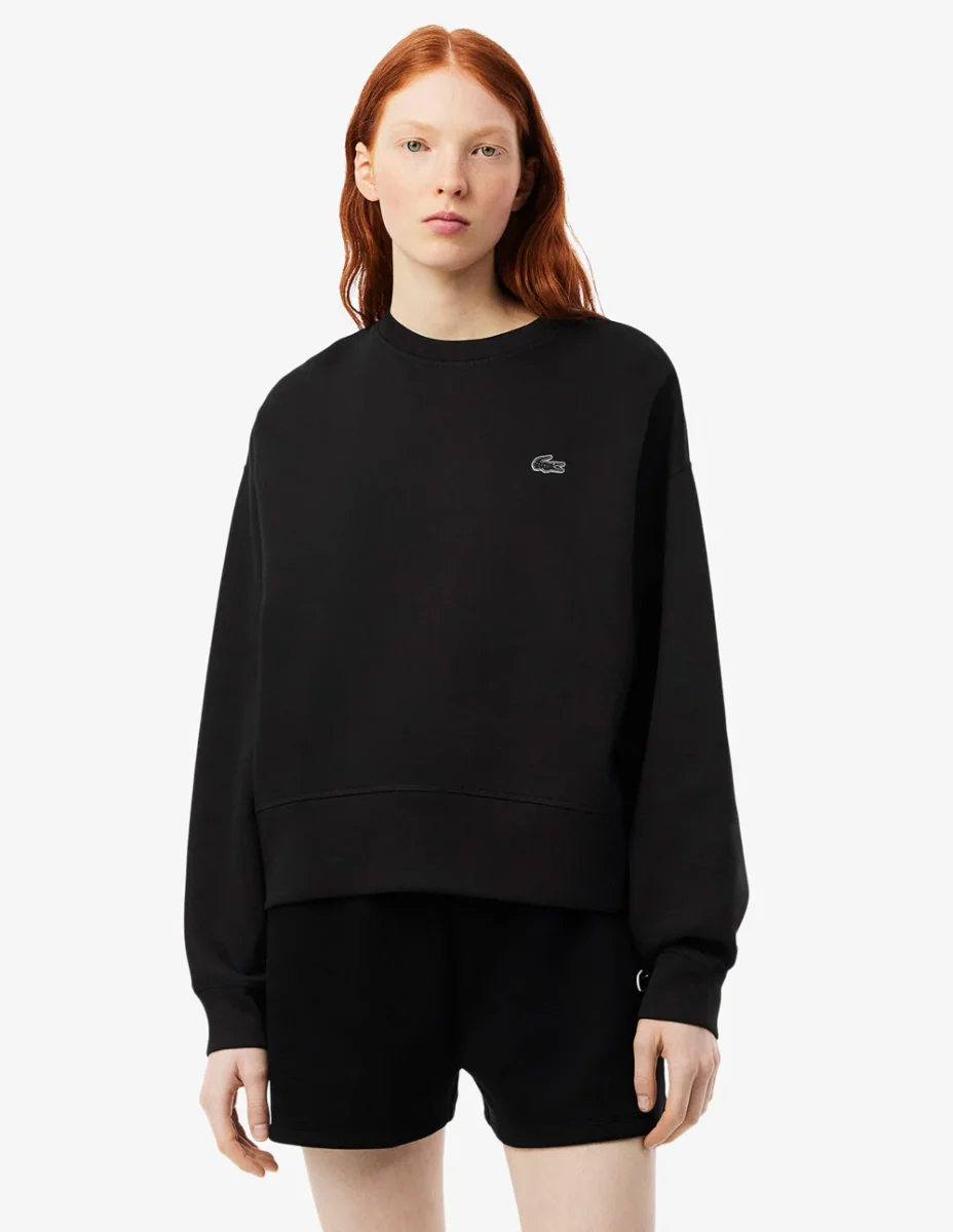 Sudadera Lacoste con Logo Oversized Negra Mujer - Imagen 5