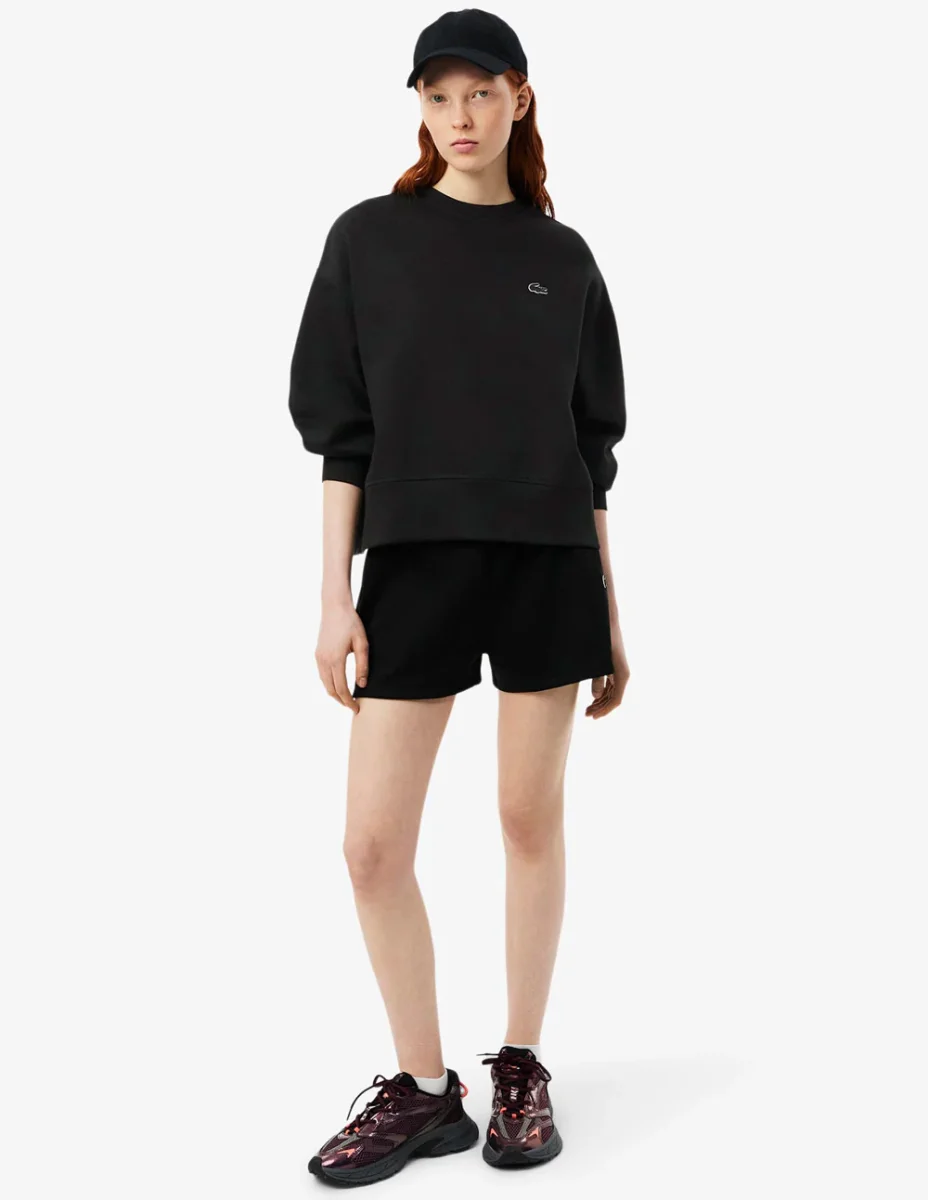 Sudadera Lacoste con Logo Oversized Negra Mujer - Imagen 8