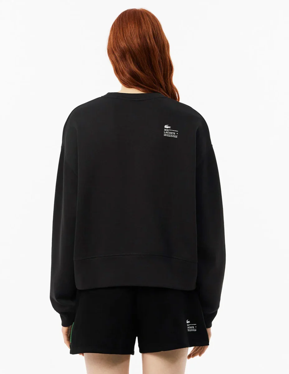 Sudadera Lacoste con Logo Oversized Negra Mujer - Imagen 7