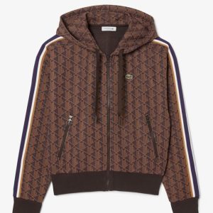 Sudadera con Capucha Lacoste Logo Monogram Marrón Mujer
