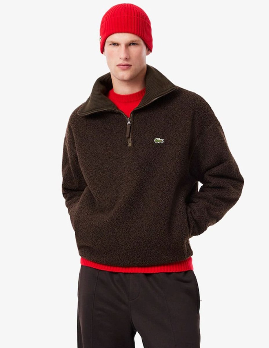 Sudadera Lacoste de Forro Polar Marrón Hombre - Imagen 5