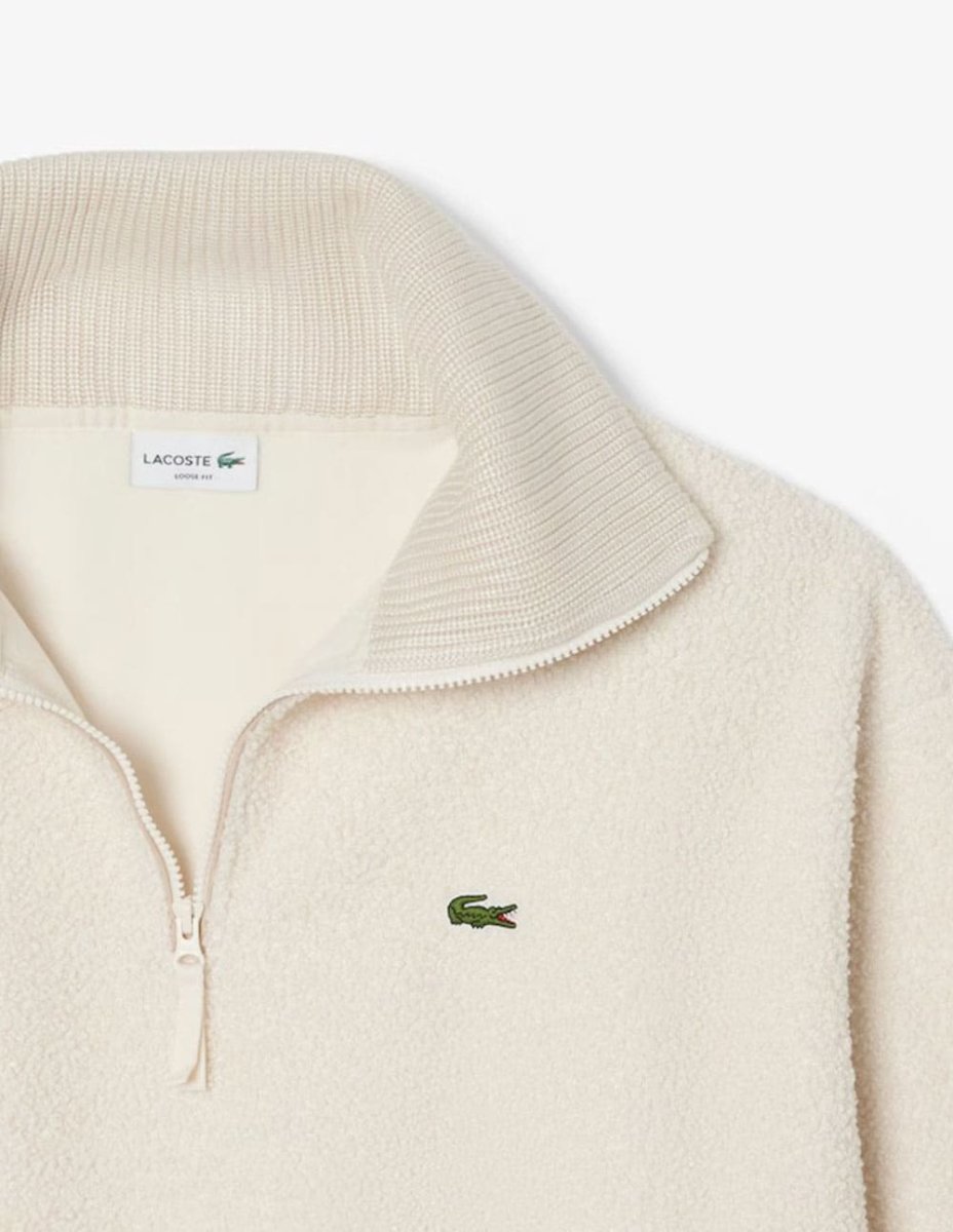Sudadera Lacoste de Forro Polar Beige Hombre - Imagen 3