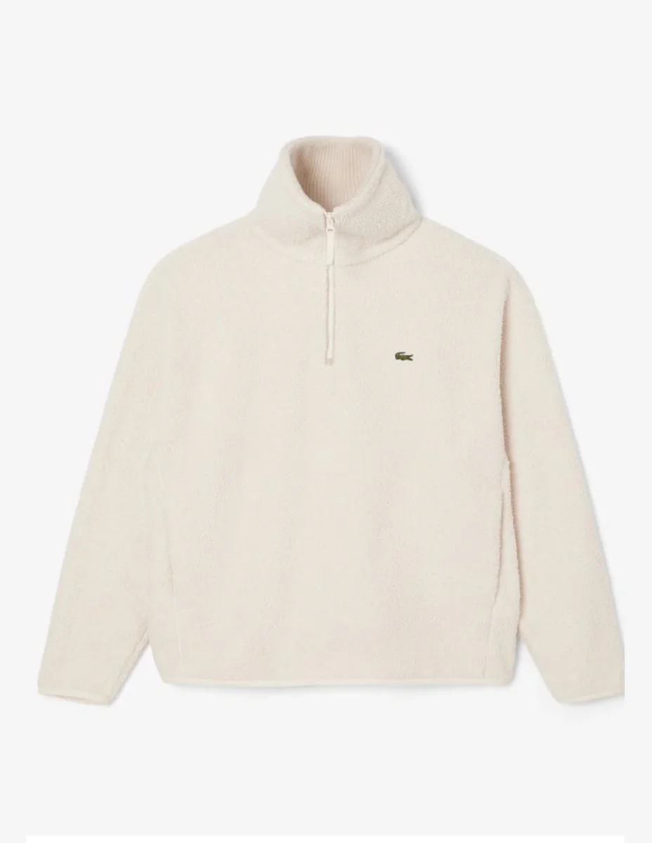 Sudadera Lacoste de Forro Polar Beige Hombre - Imagen 2
