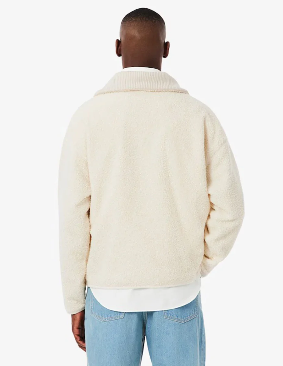 Sudadera Lacoste de Forro Polar Beige Hombre - Imagen 7