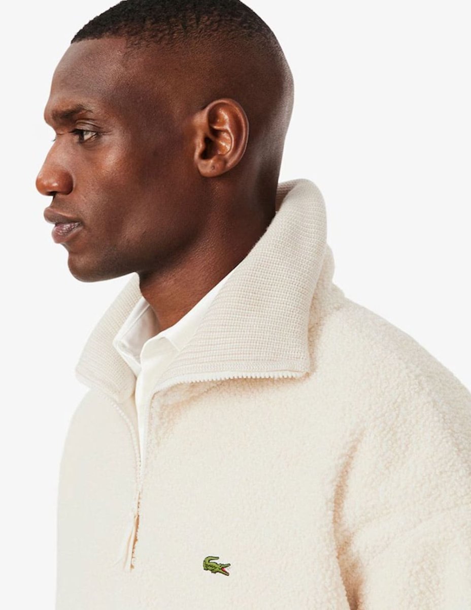 Sudadera Lacoste de Forro Polar Beige Hombre - Imagen 6