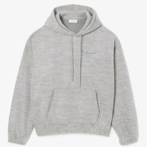 Sudadera con Capucha Lacoste con Firma Bordada Gris Hombre