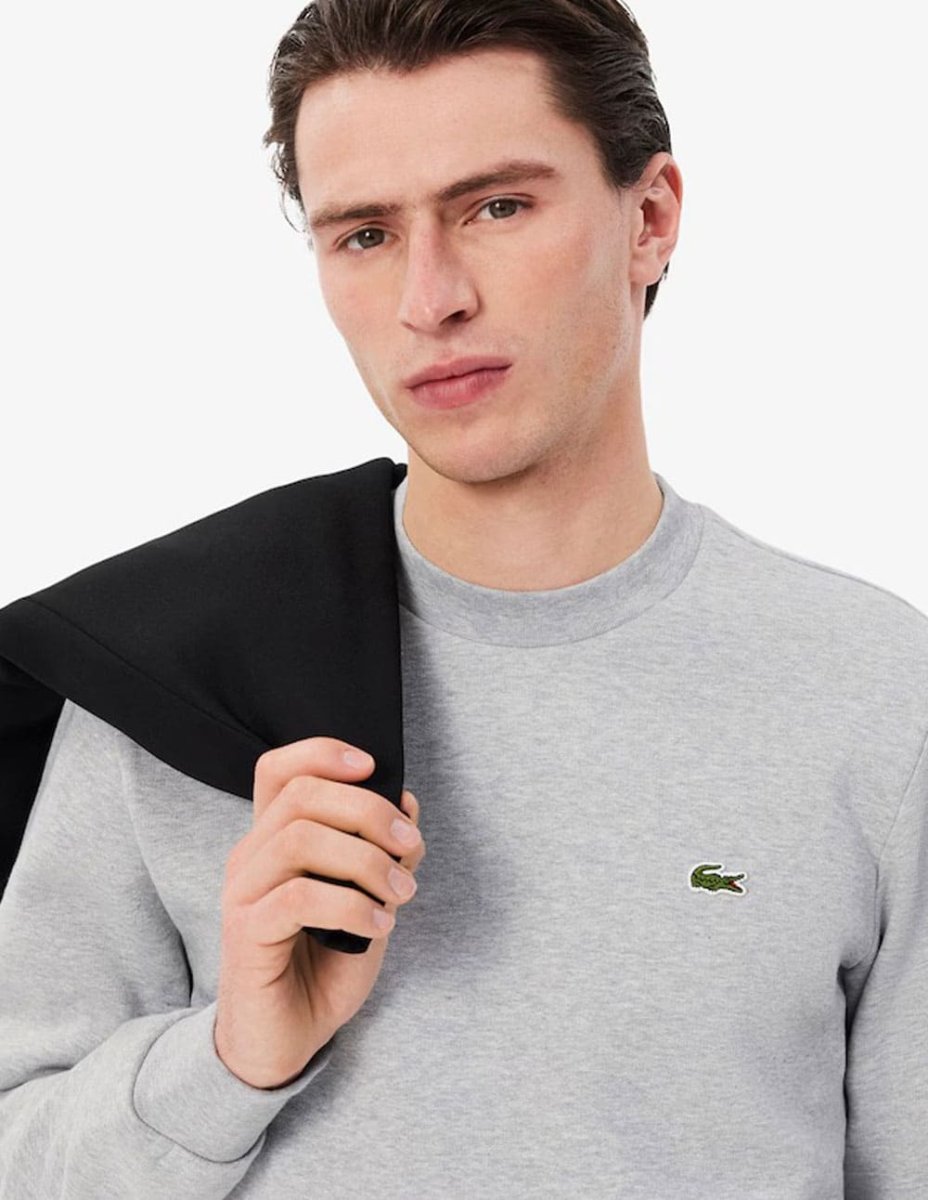 Sudadera Lacoste con Logo de Felpa Gris Hombre - Imagen 5