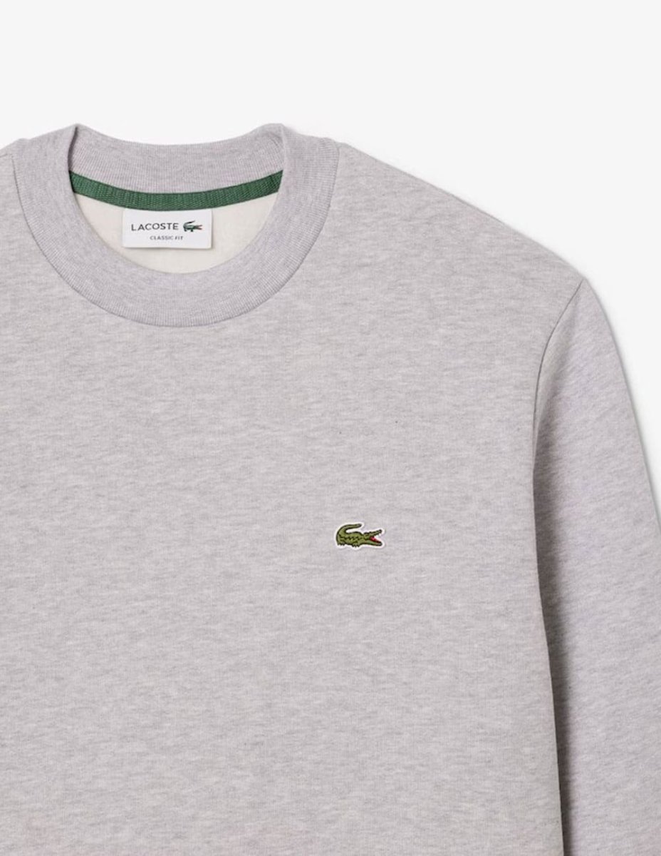 Sudadera Lacoste con Logo de Felpa Gris Hombre - Imagen 3