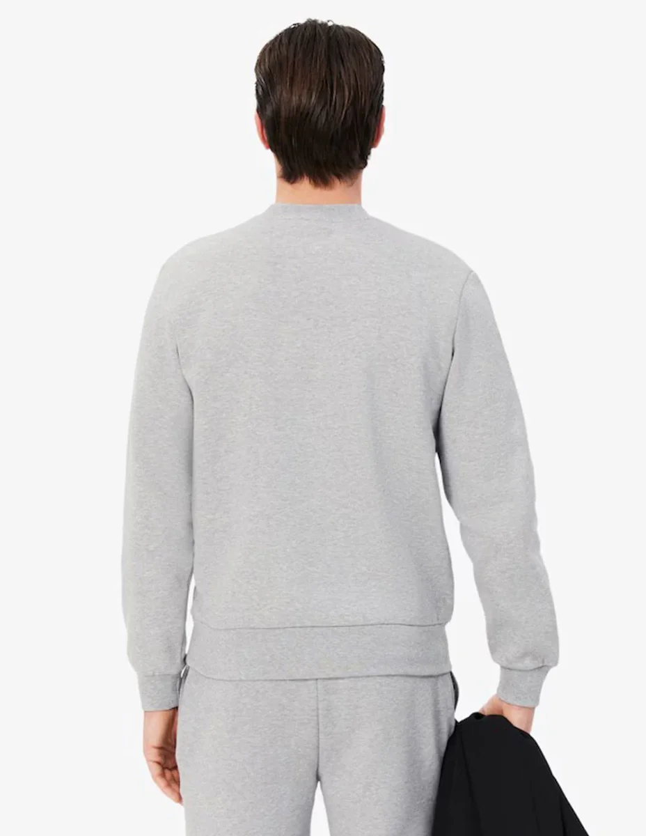 Sudadera Lacoste con Logo de Felpa Gris Hombre - Imagen 6