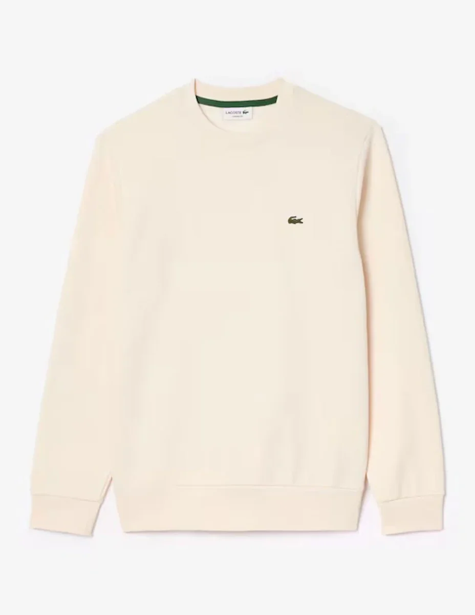 Sudadera Lacoste con Logo de Felpa Beige Hombre