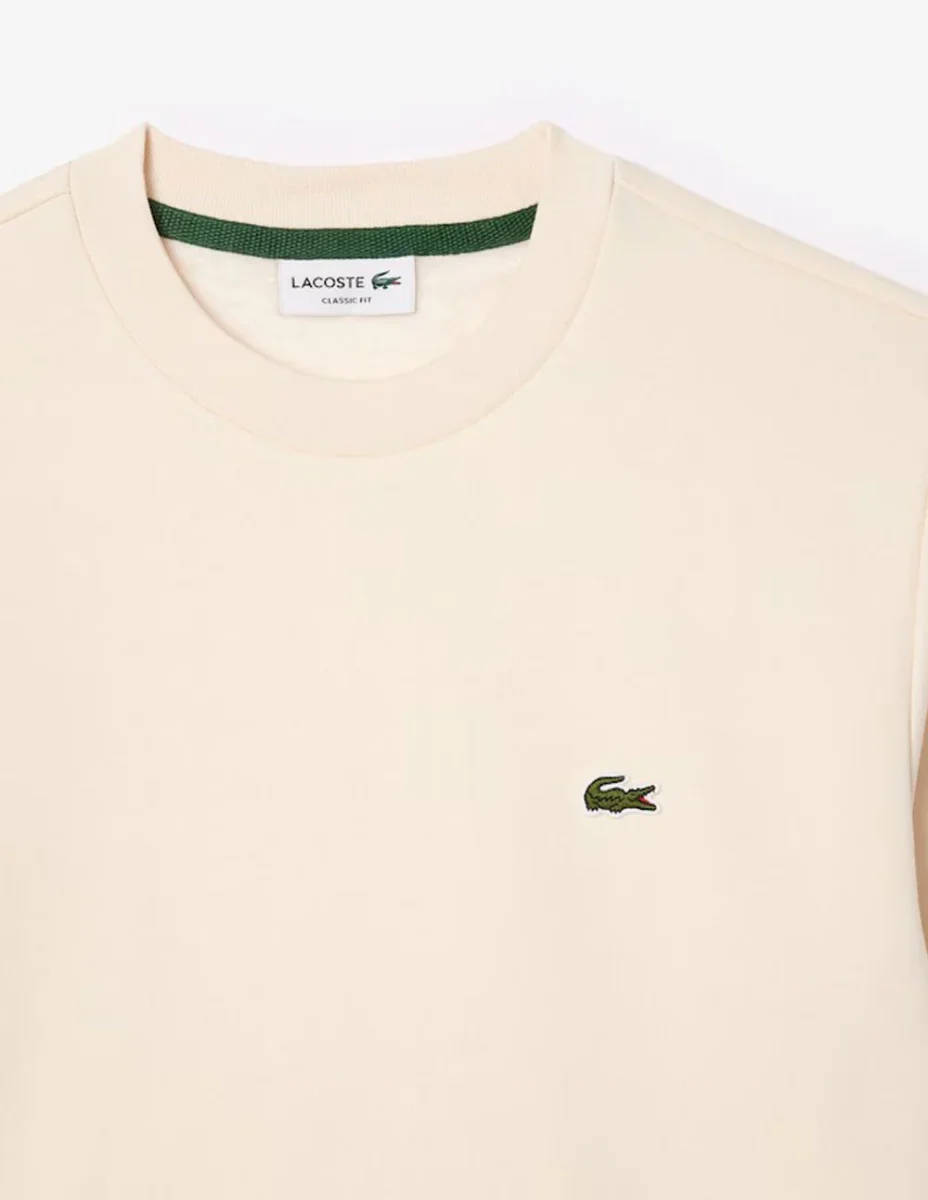 Sudadera Lacoste con Logo de Felpa Beige Hombre - Imagen 3