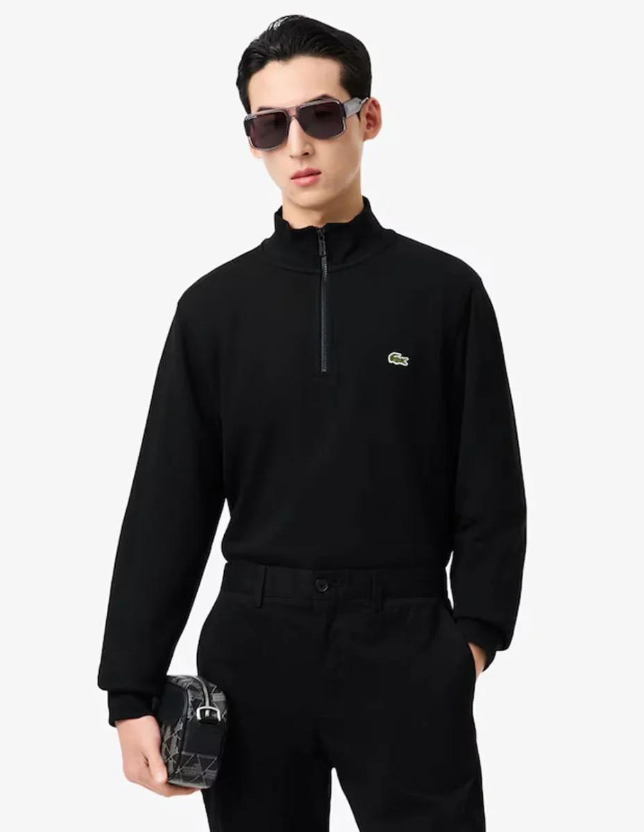 Sudadera Lacoste con Cremallera Negra Hombre - Imagen 5