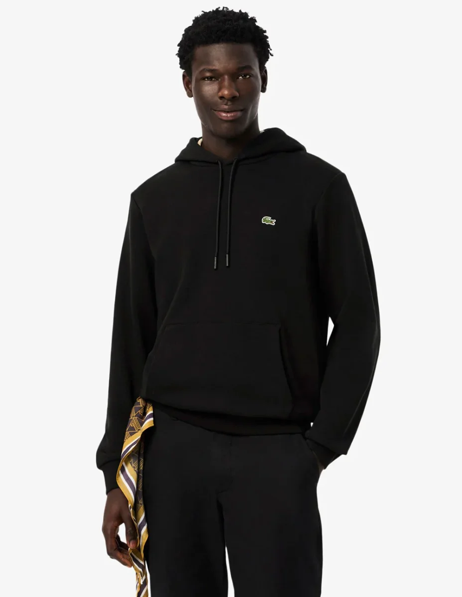 Sudadera con Capucha Lacoste de Felpa con Logo Negra Hombre - Imagen 5