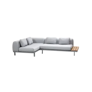 Space sofá de esquina compacto con 2 módulos y mesa lateral