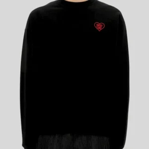 Sudadera Family First Heart Embroidered Logo Negra Hombre