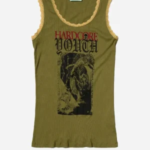 Camiseta Aries Hardcore Lace Trim Verde Mujer