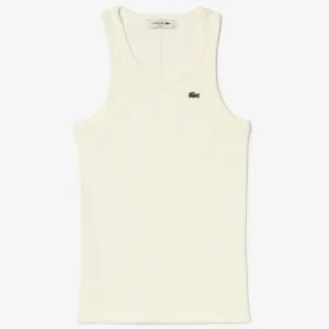 Camiseta Lacoste Slim Fit sin Mangas Blanca Mujer