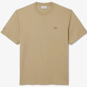 Camiseta Lacoste con Logo Bordado Beige Hombre