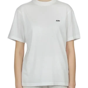 Camiseta Autry con Logo Bordado Blanca Mujer