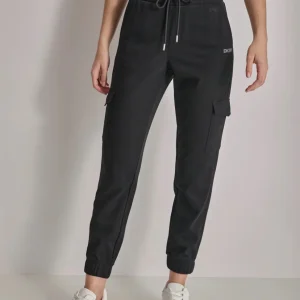 Pantalón Cargo Donna Karan con Logo Mini Stud Negro Mujer