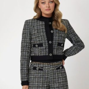 Chaqueta GUESS de Tweed Negra Mujer