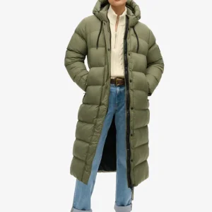 Plumas Largo Superdry Rip Stop Verde Mujer