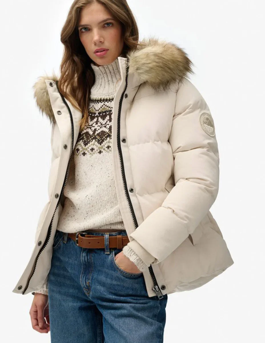 Plumas Superdry Everset Classic Beige Mujer - Imagen 4