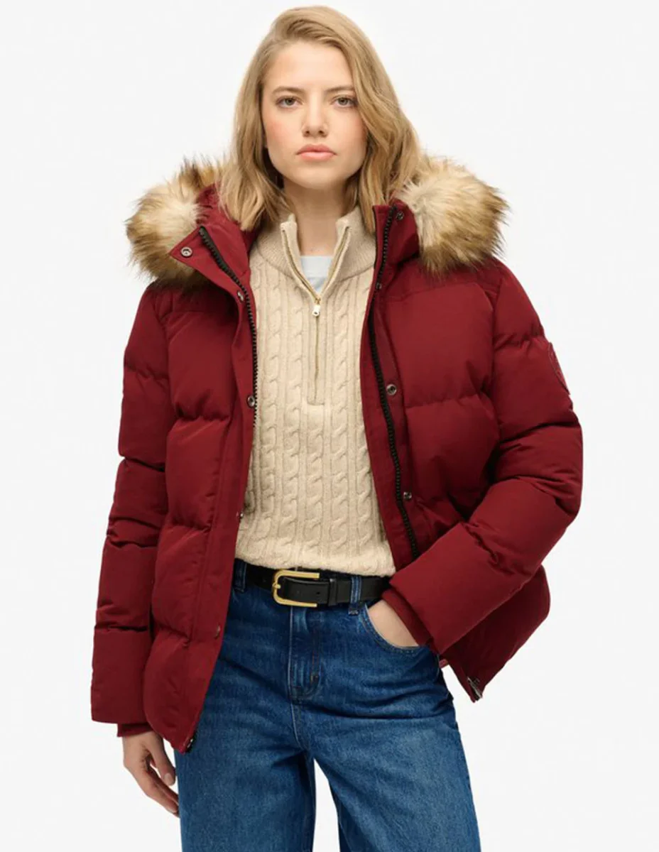 Plumas Superdry Everset Classic Burdeos Mujer - Imagen 3