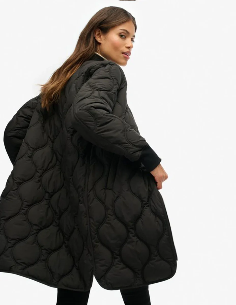 Chaqueta Larga Syperdry con Forro Acolchada Negra Mujer - Imagen 6